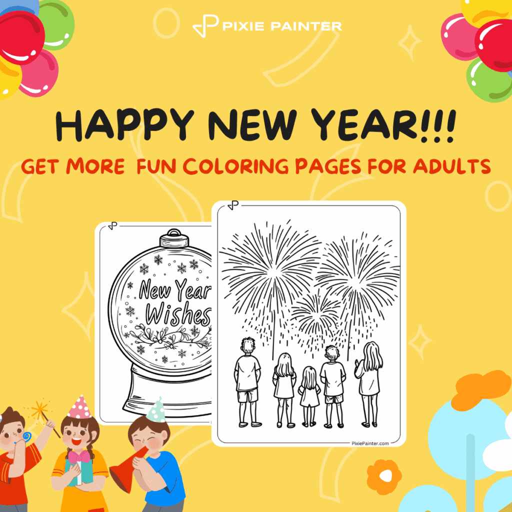 New Year Coloring Pages For Adults