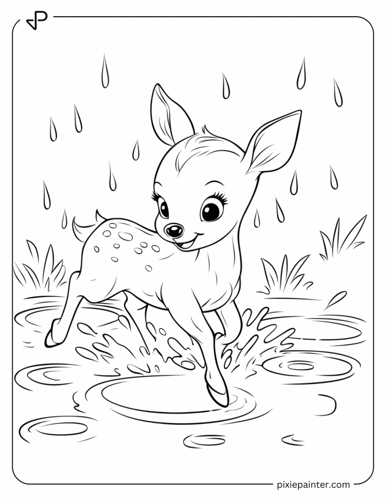 28. Cute Deer Playing in Rain