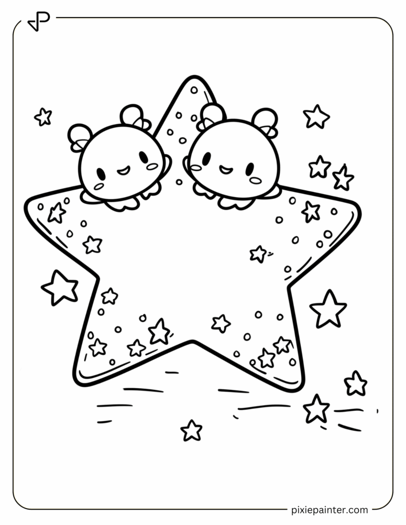 28. Little Twin Stars Decorating a Star