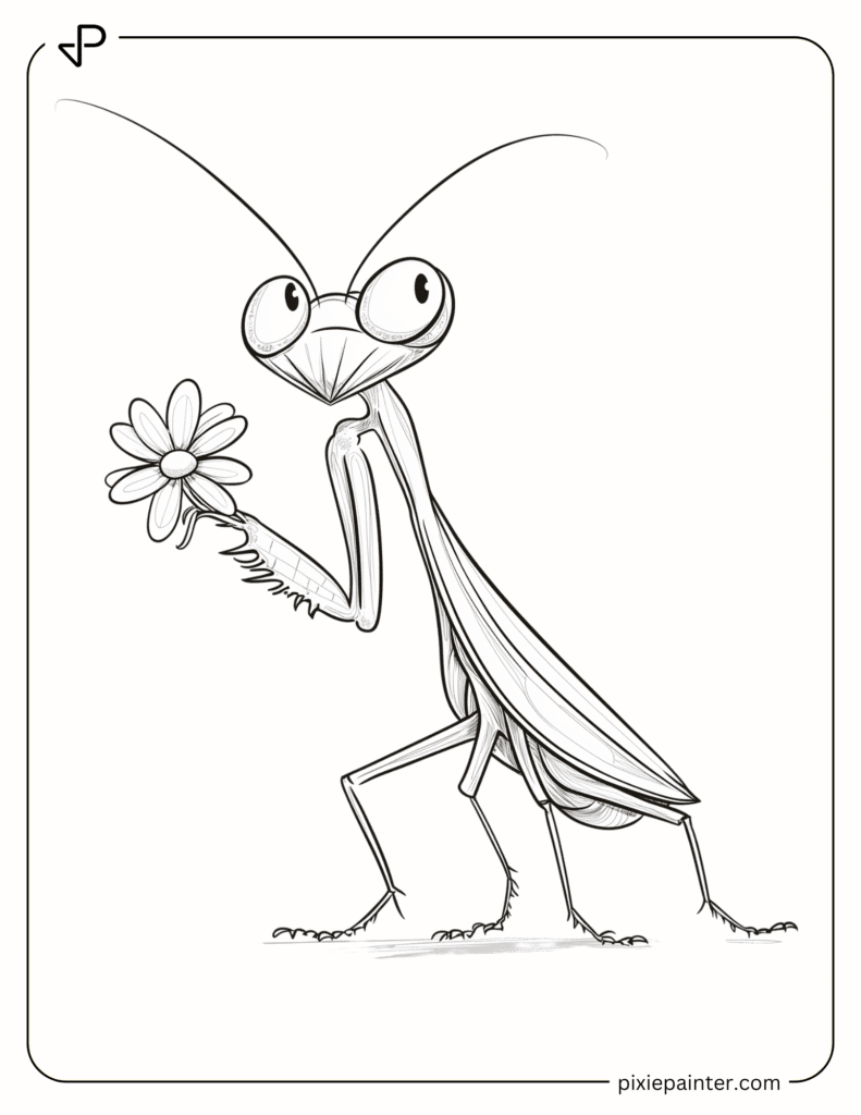 28. Mantis Holding a Tiny Flower