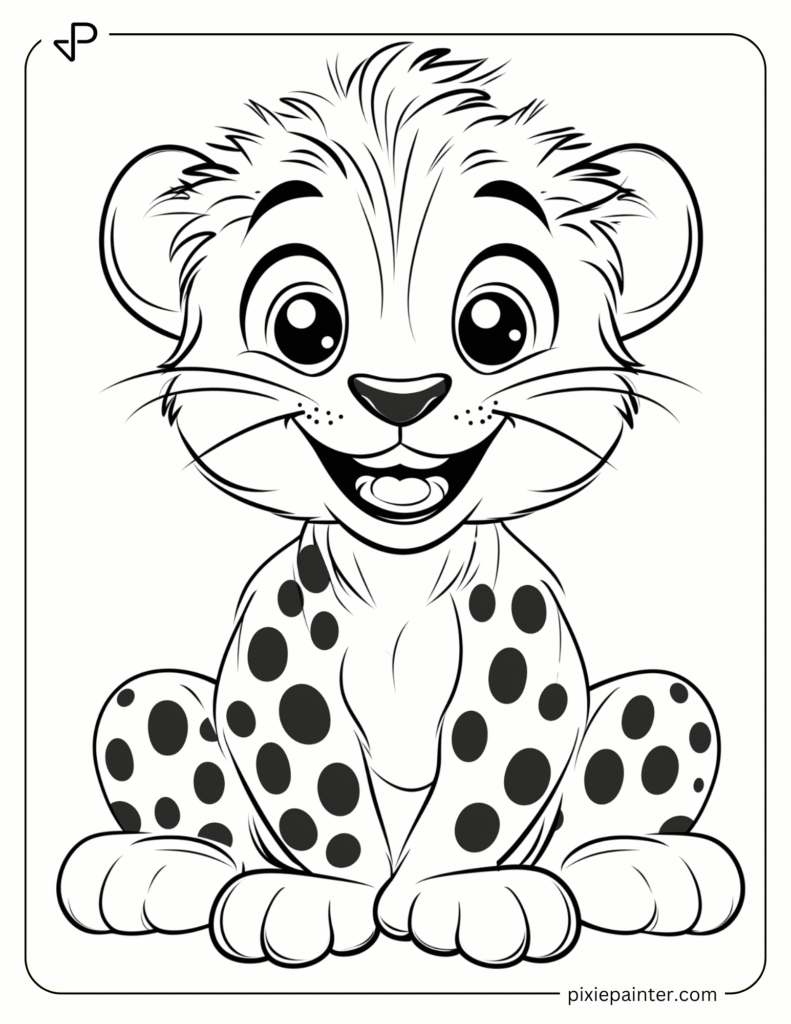 3. Baby Cheetah Smiling- coloring pages