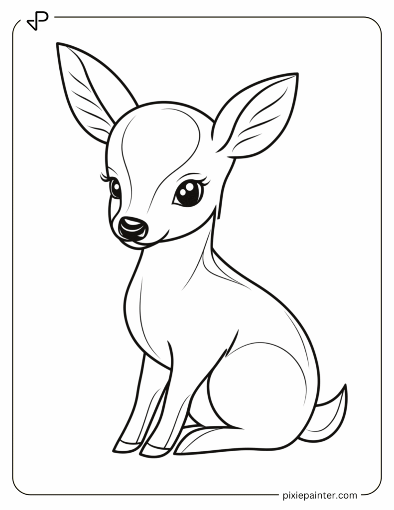 3. Baby Deer Sitting Down- coloring pages