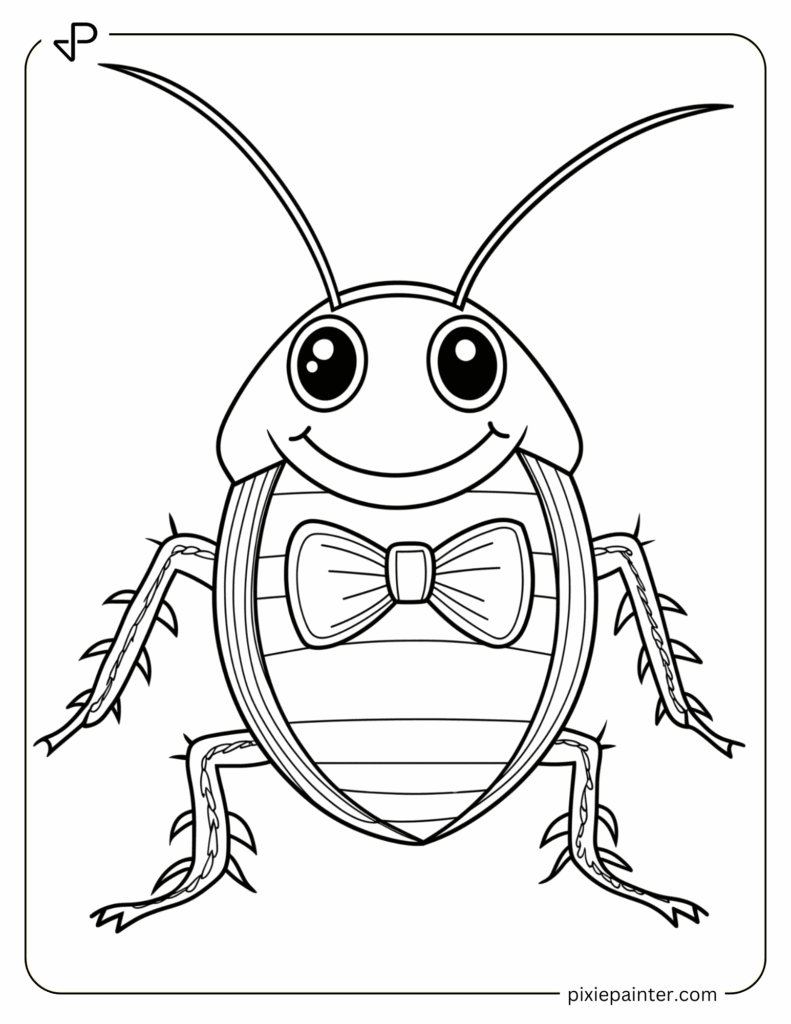 3. Cockroach with a Bow Tie -Coloring Pages
