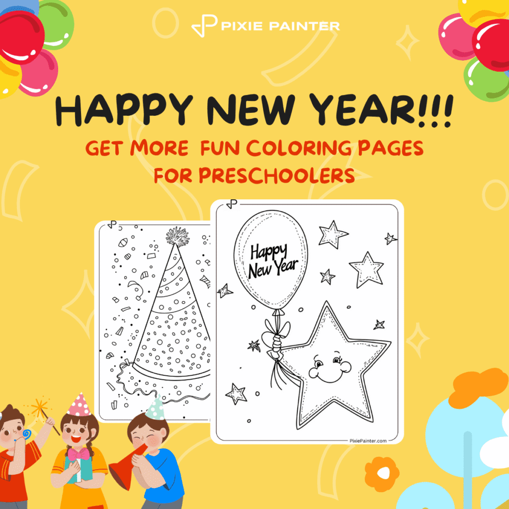 New Year Coloring Pages for Preschoolers