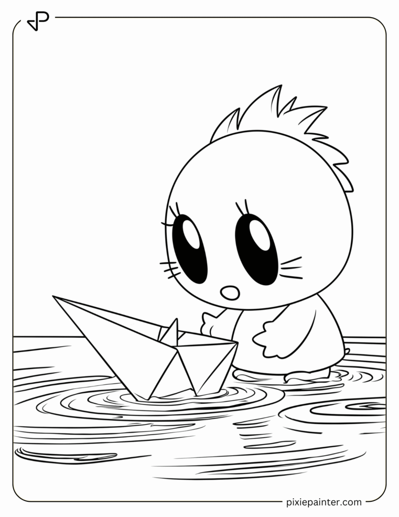 30. Keroppi Playing with a Paper Boat