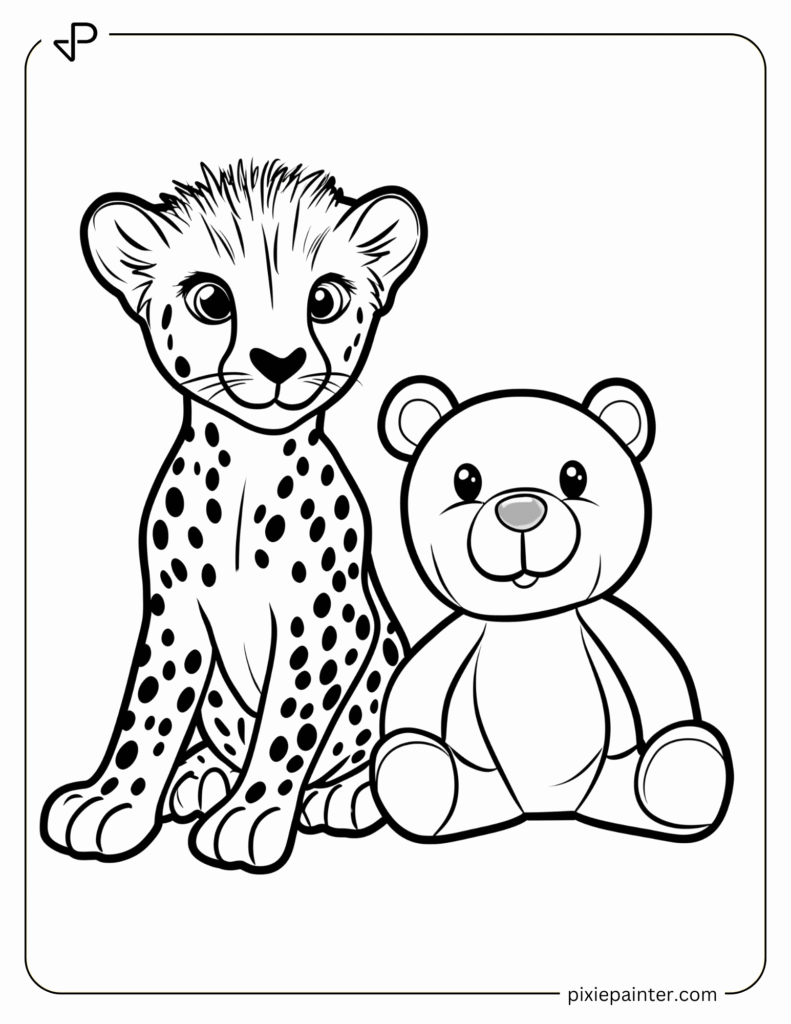 34. Cheetah Sitting With a Stuffed Cheetah Toy