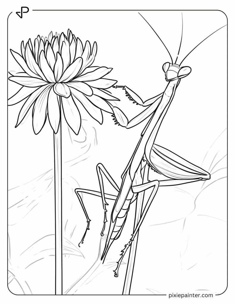 34. Mantis Exploring a Tall Flower