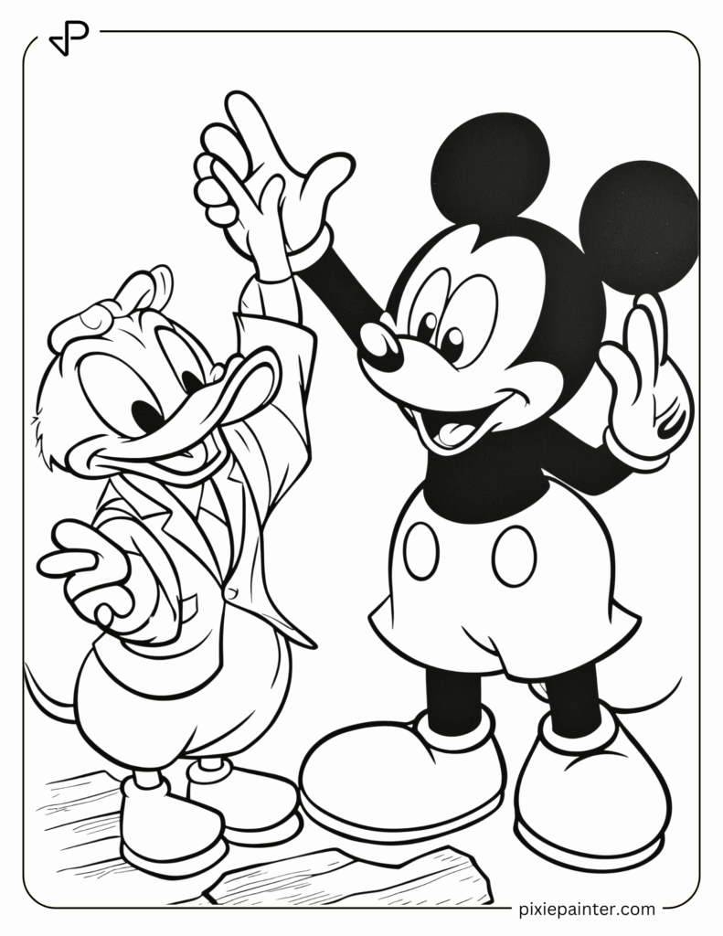 36. Mickey Mouse and Donald Duck High-Fiving