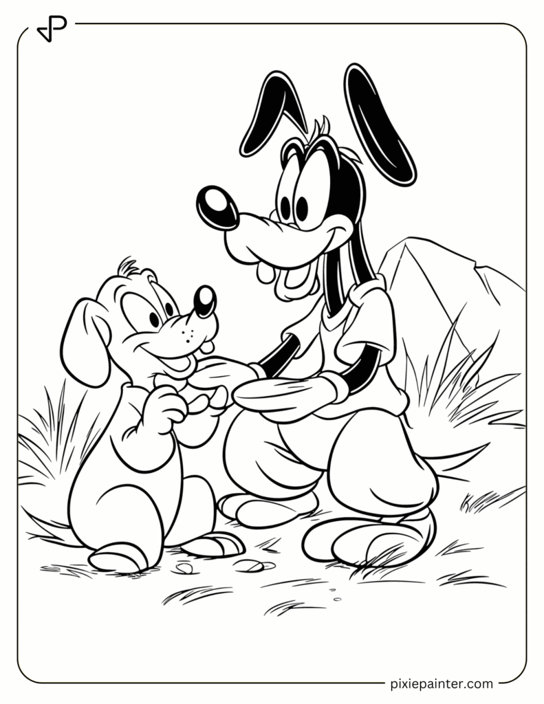 Goofy and Pluto Sitting Together