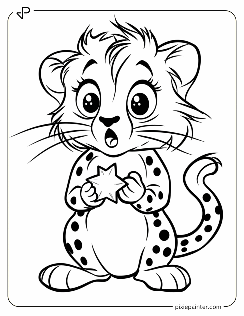 4. Cheetah Holding a Star- coloring pages