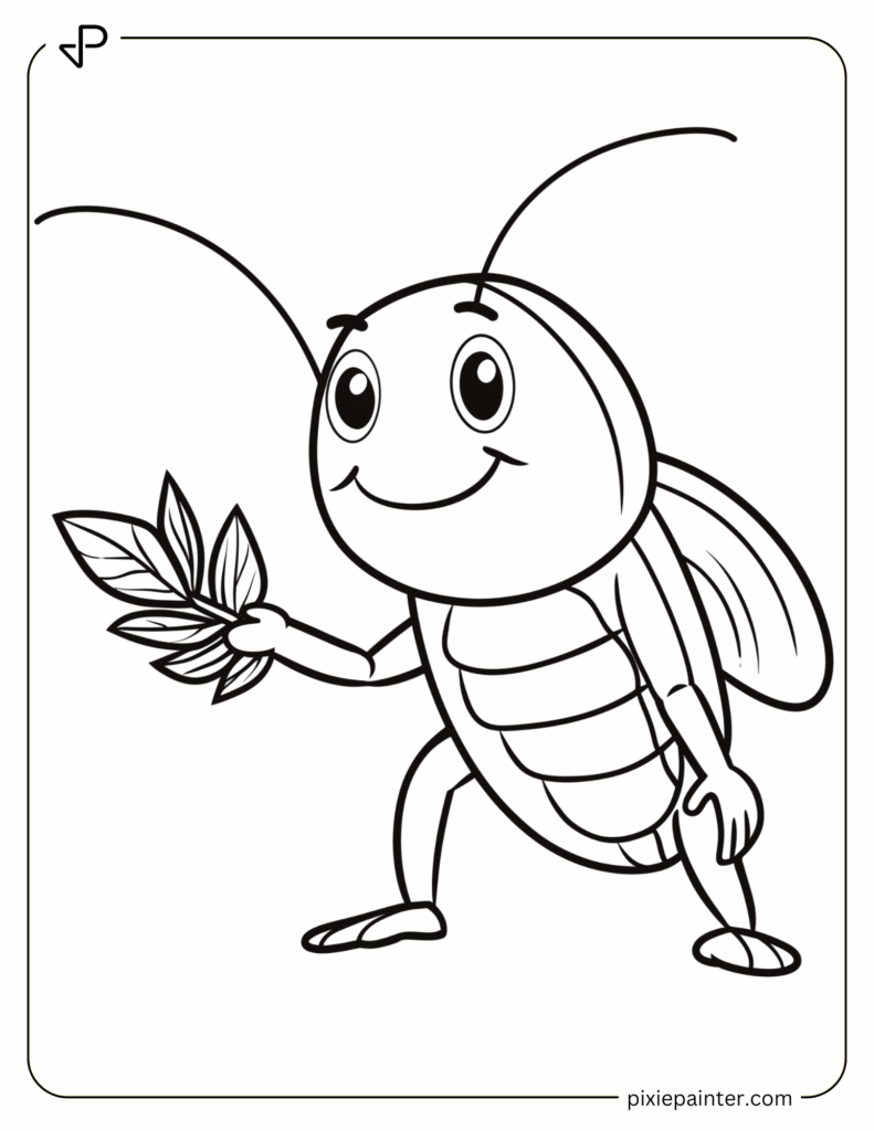 6. Cockroach Holding a Leaf-Coloring Pages