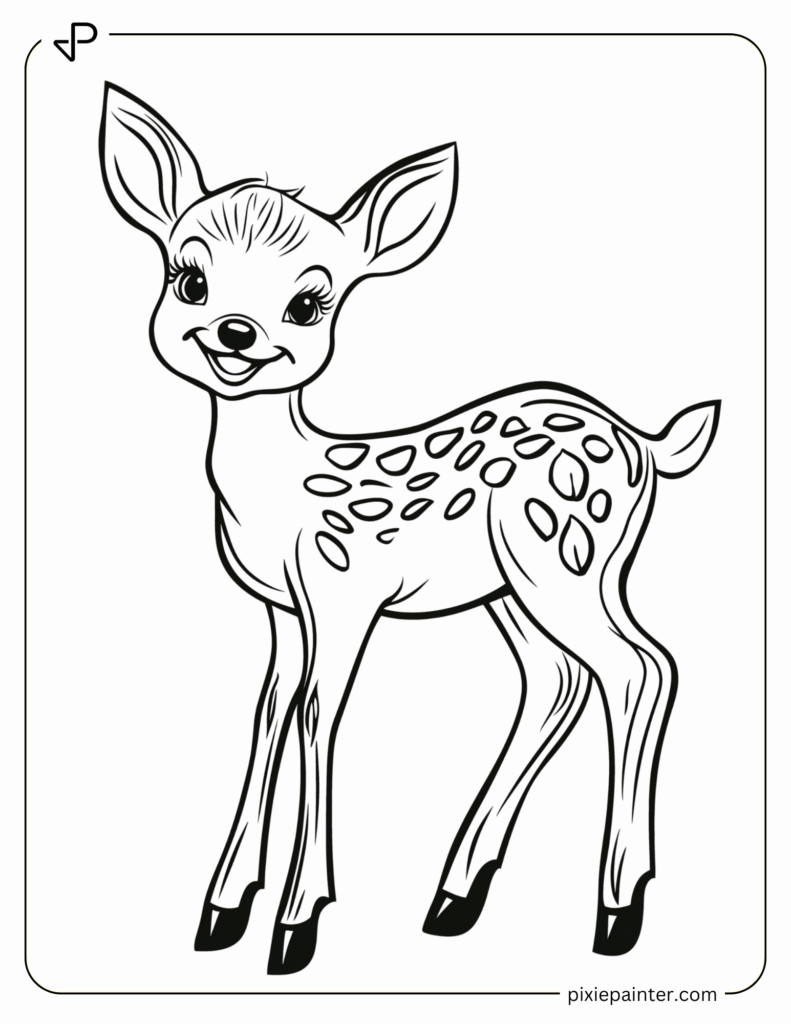 6. Smiling Baby Deer- coloring pages