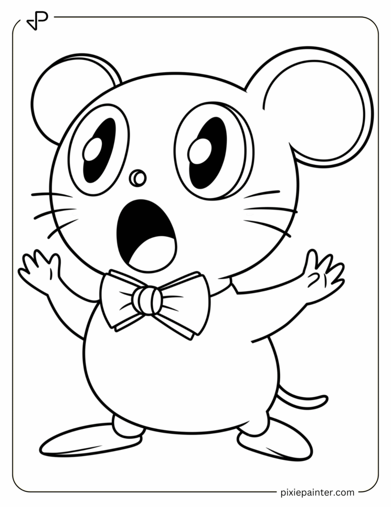 7. Keroppi Wearing a Bow Tie-Sanrio characters coloring pages