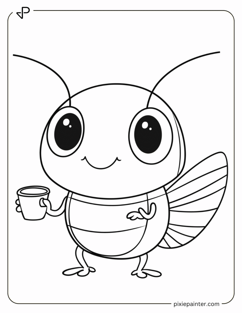 8. Cockroach Holding a Tiny Cup-Coloring Pages