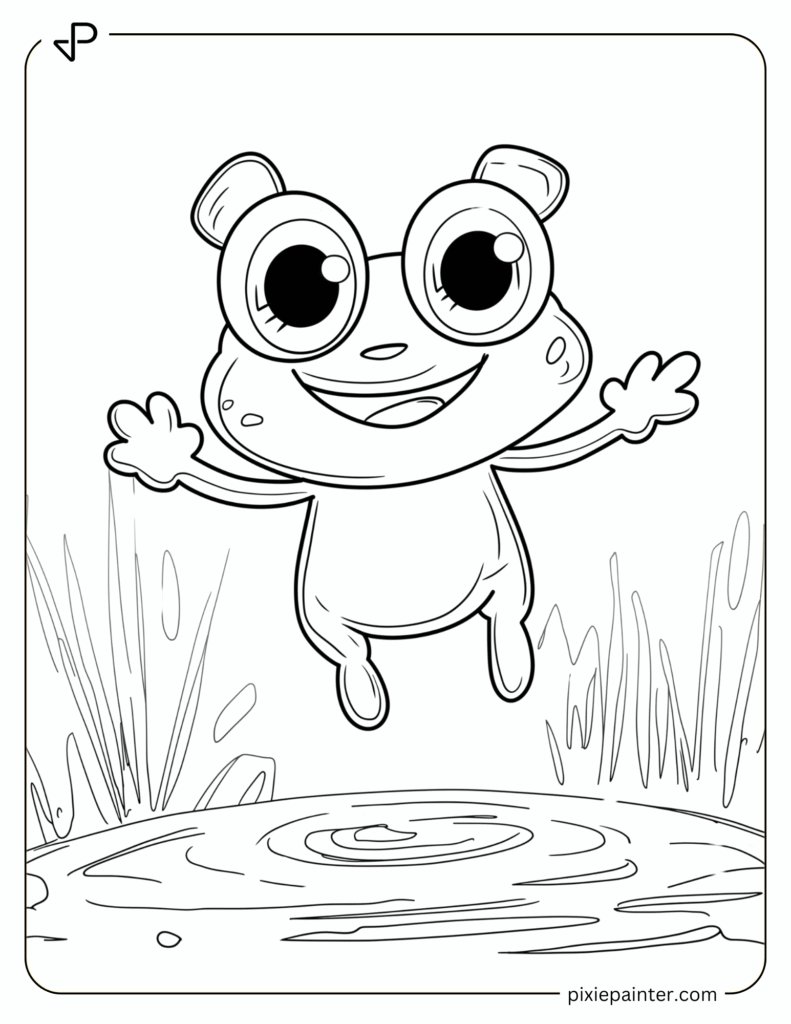 8. Keroppi Jumping Happily-Sanrio characters coloring pages