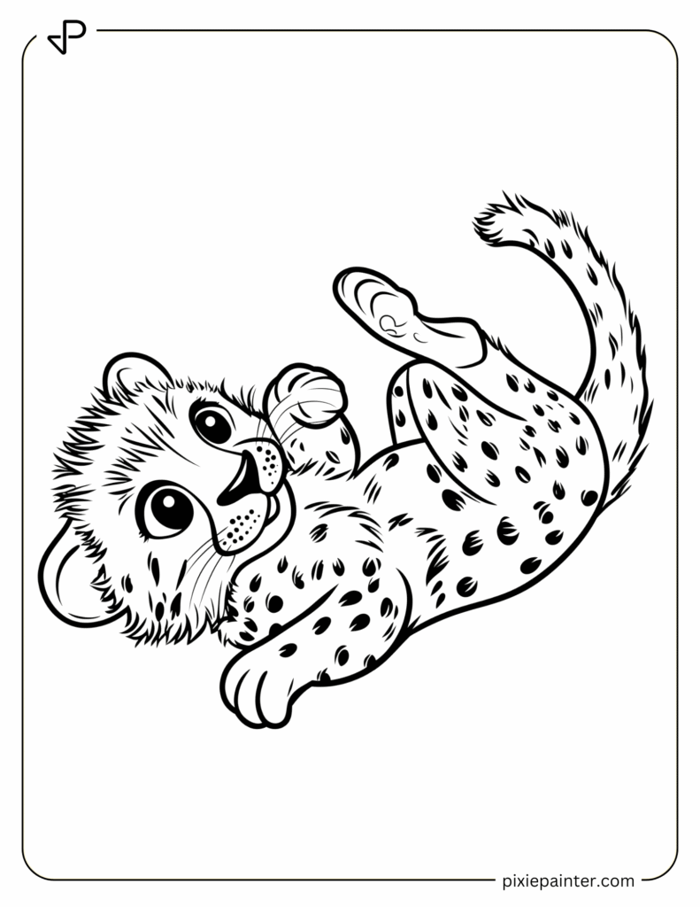 9. Happy Baby Cheetah Rolling Over- coloring pages