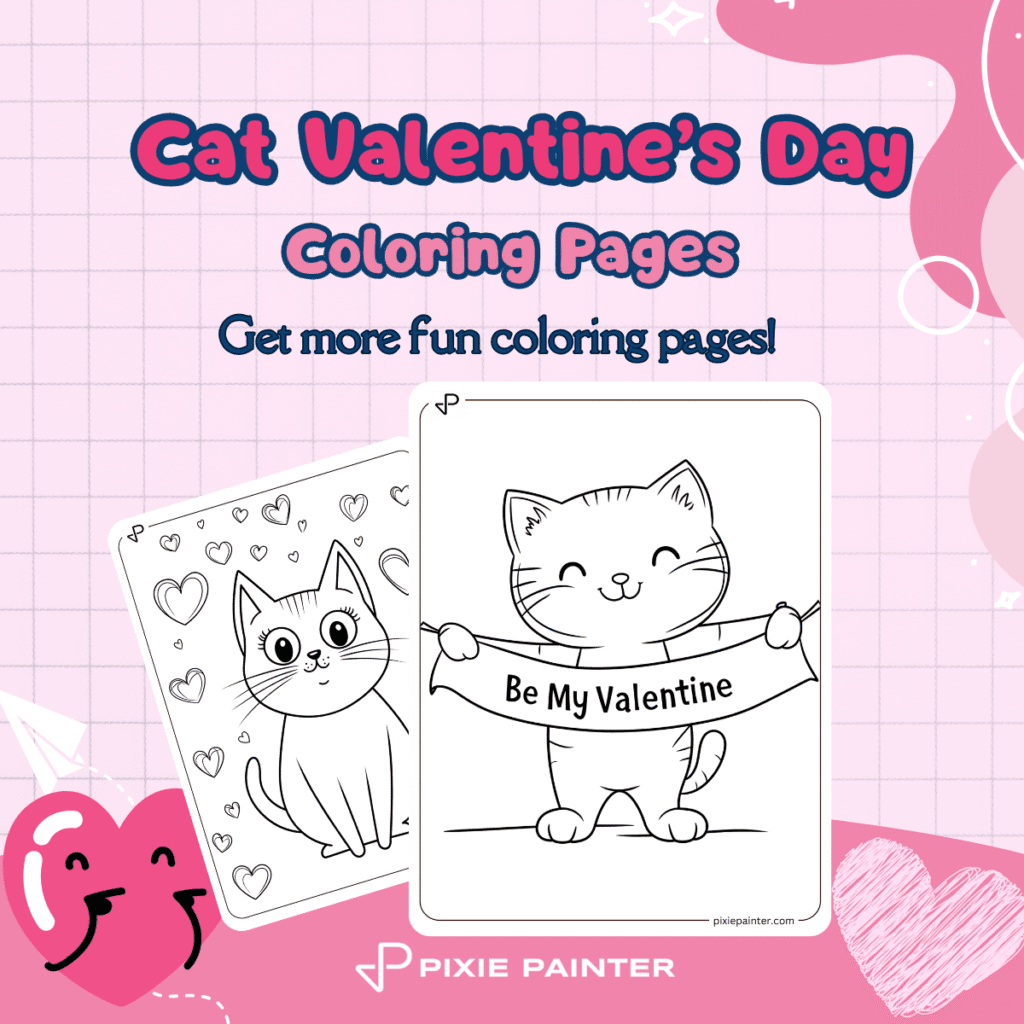 Cat Valentine's Day Coloring Pages