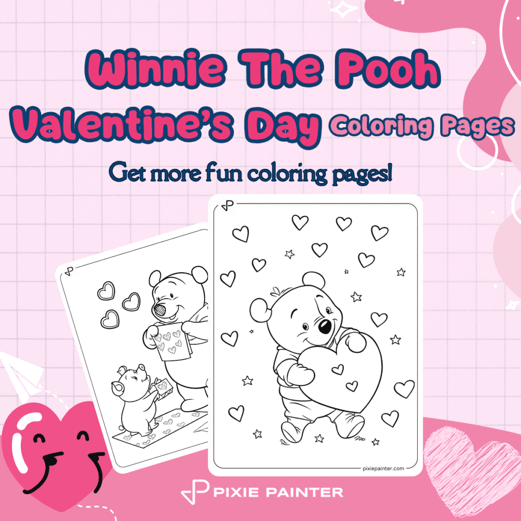 Winnie The Pooh Coloring Pages for Valentine's Day 
