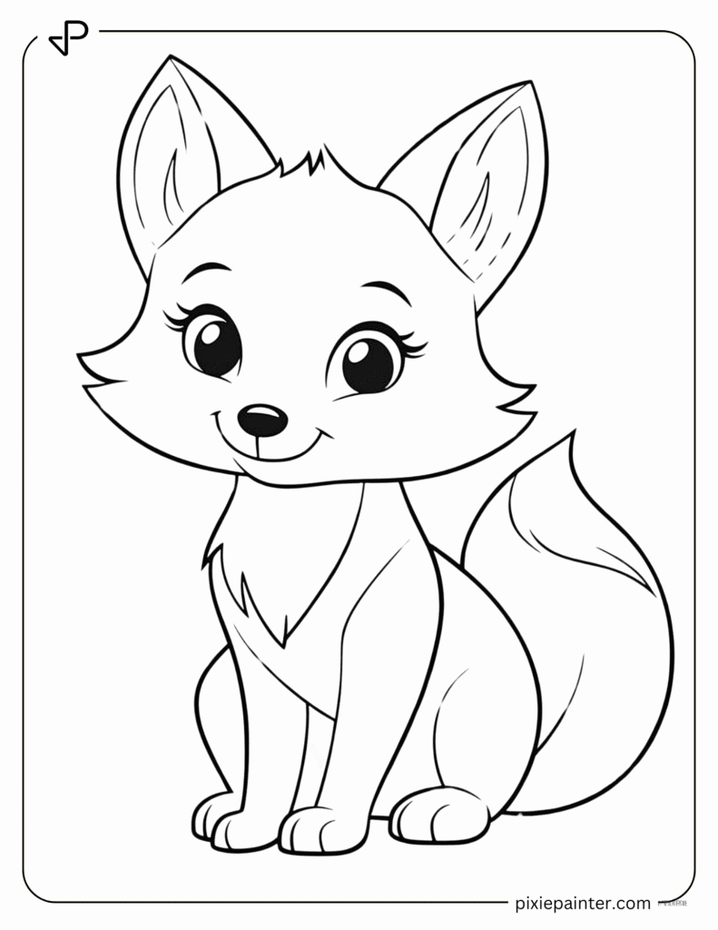 1. Cute Fox Character Coloring Pages