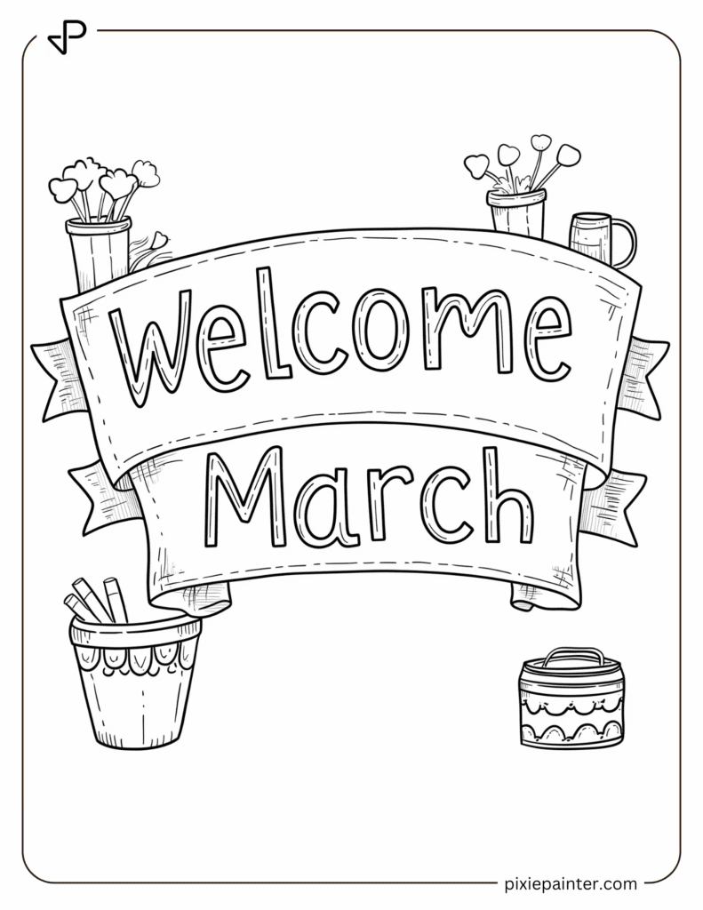 10. Cute "Welcome March" Doodle