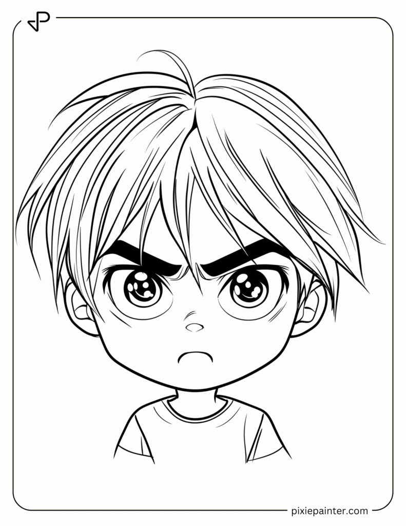 10. Eren with Short Hair -Character Coloring Pages