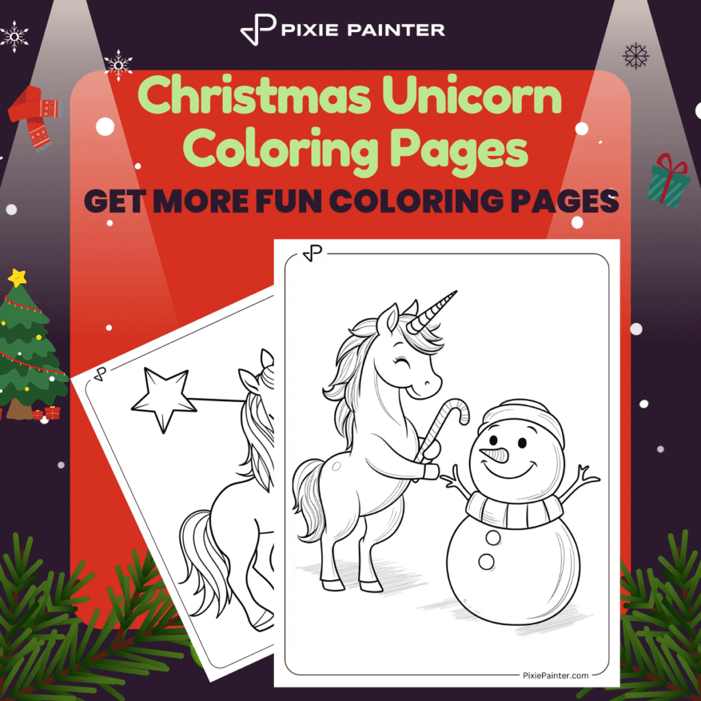 Christmas Unicorn Coloring Pages