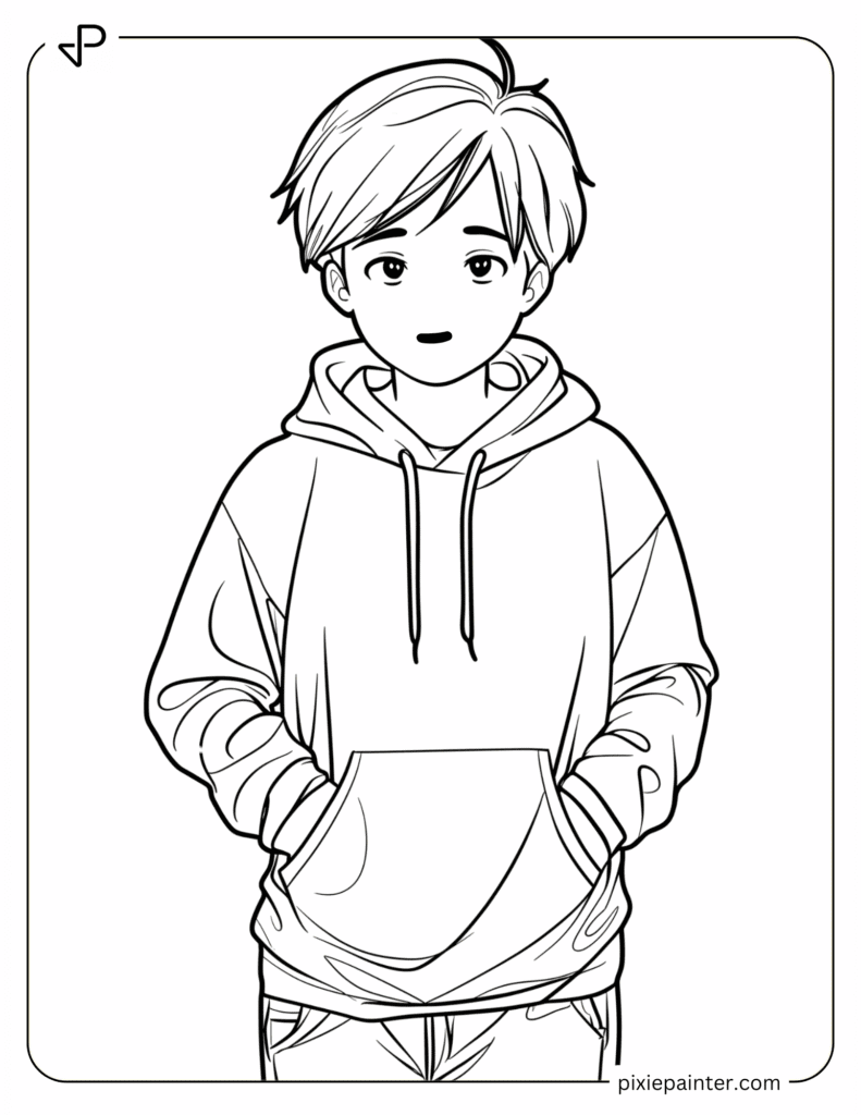 15. Handsome Anime Boy in a Hoodie
