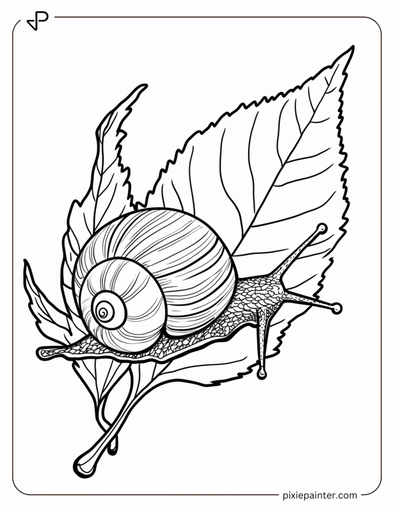 25. Cute Snail on a March Leaf