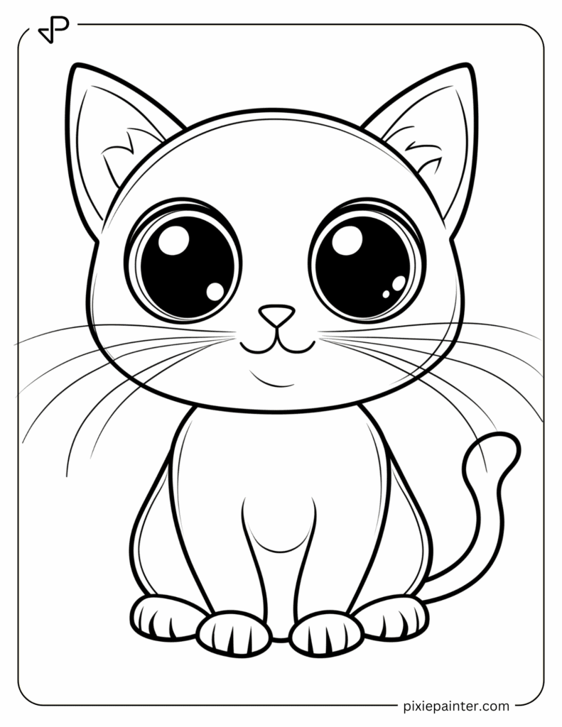 3. Cute Cat Character -Coloring Pages