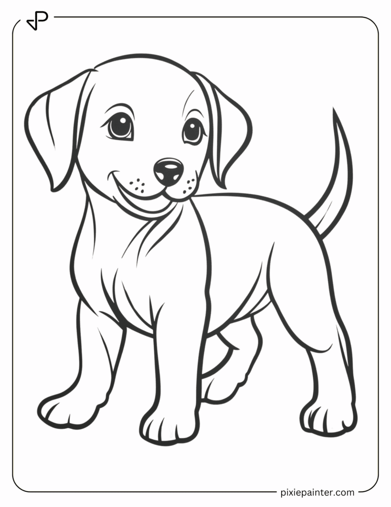 4. Playful Puppy Character -Cute Coloring Pages