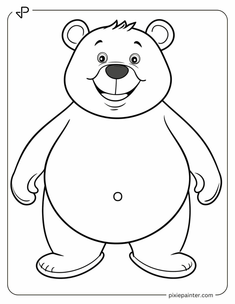 5. Smiling Bear Character -Cute Coloring Pages