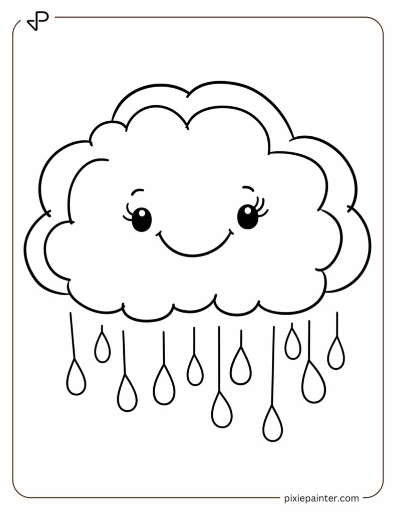 6. Happy March Cloud Rainning -Coloring Pages