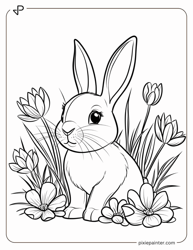 9. March Bunny with Flowers