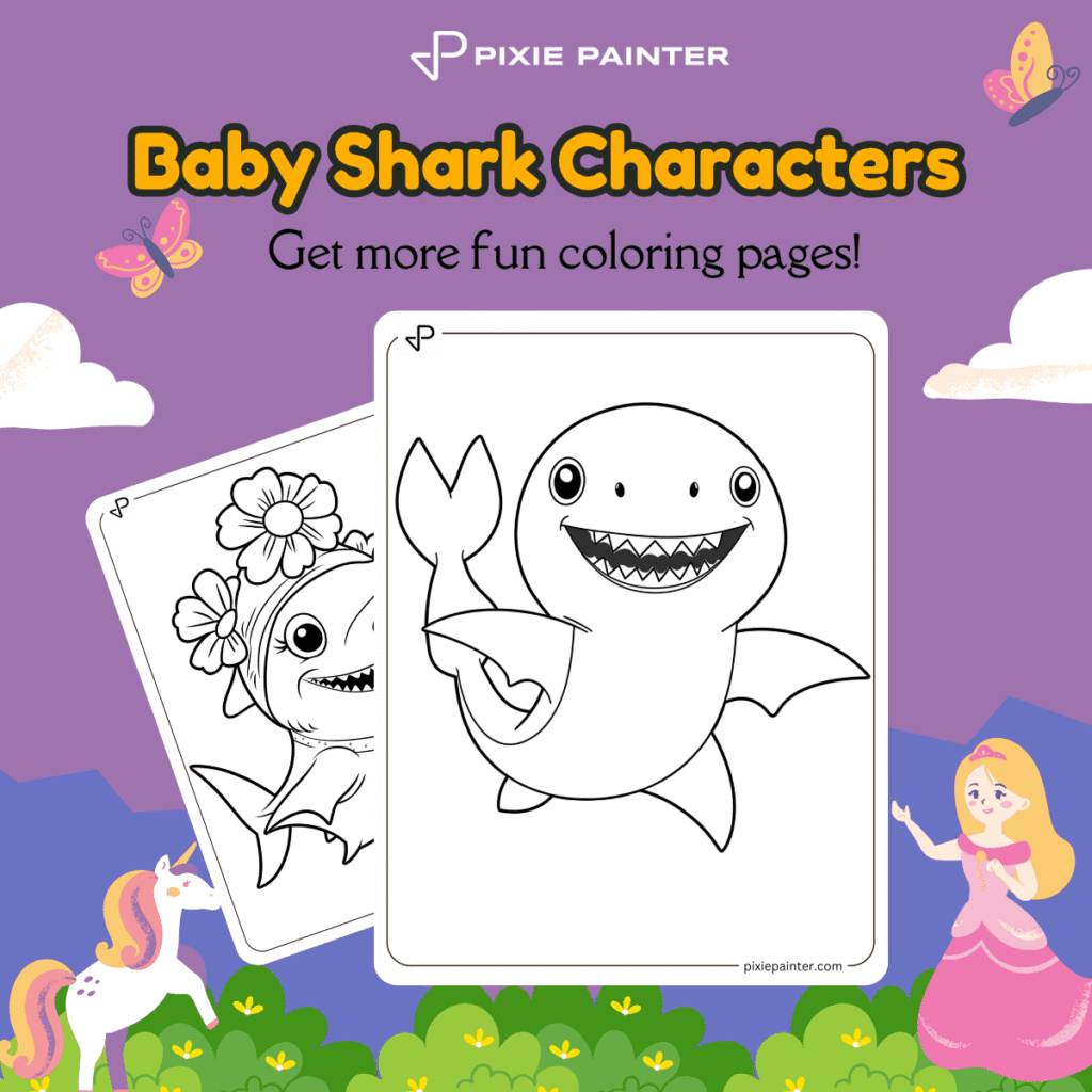 Baby Shark Characters Coloring Pages