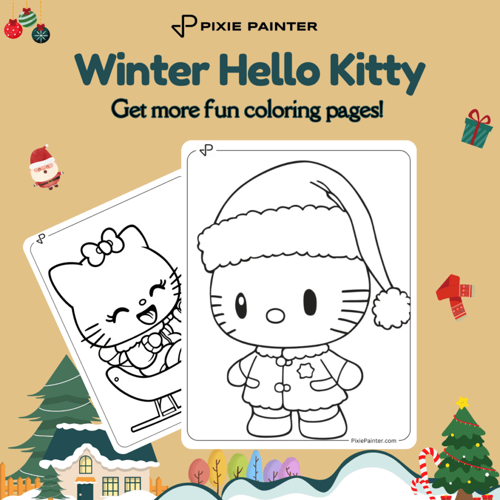 Winter Hello Kitty Coloring Pages