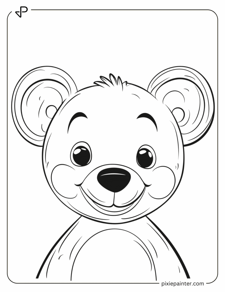 11. Cartoon Baby Bear Face- Coloring pages