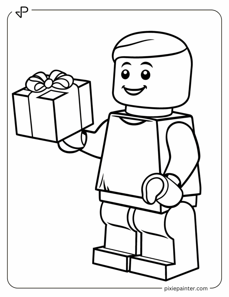 12. Cheerful LEGO Holding a Gift Box