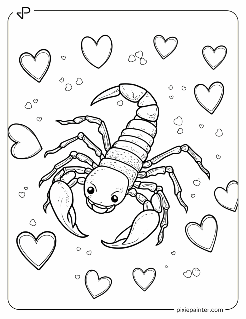 12. Cute Scorpion Surrounded By Tiny Hearts