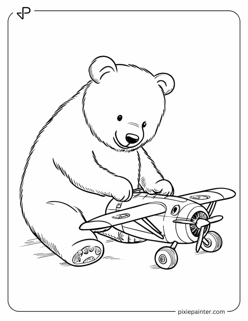 15. Bear Holding a Paper Airplane Happily