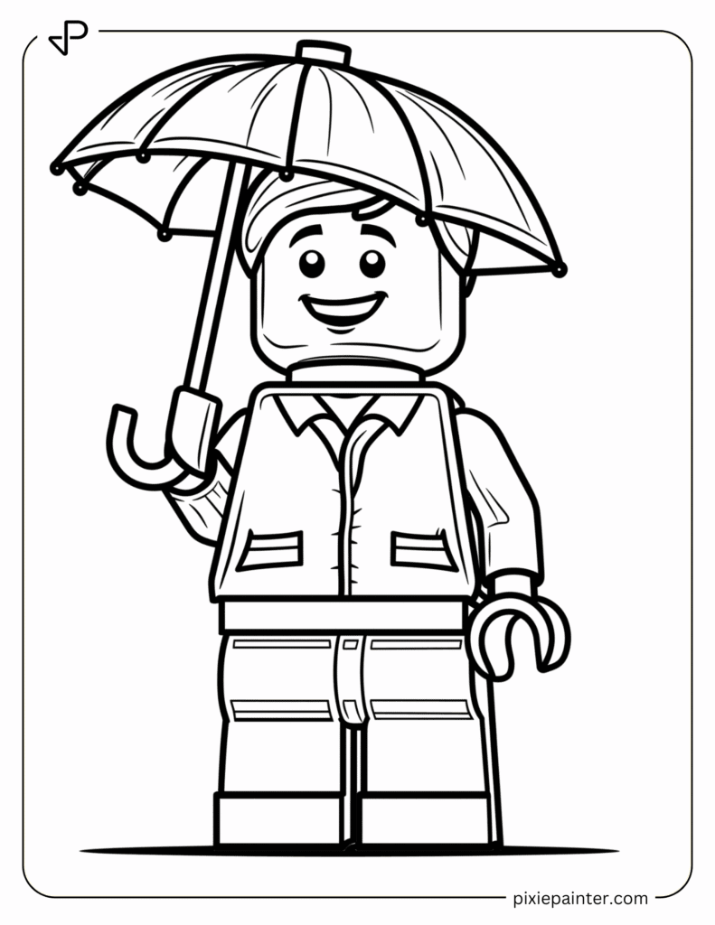 15. Happy LEGO Holding an Umbrella