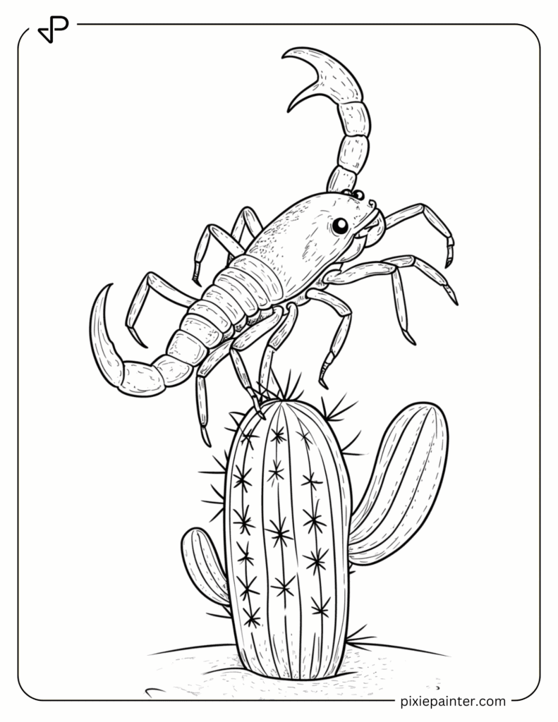 17. Cute Scorpion Climbing A Small Cactus