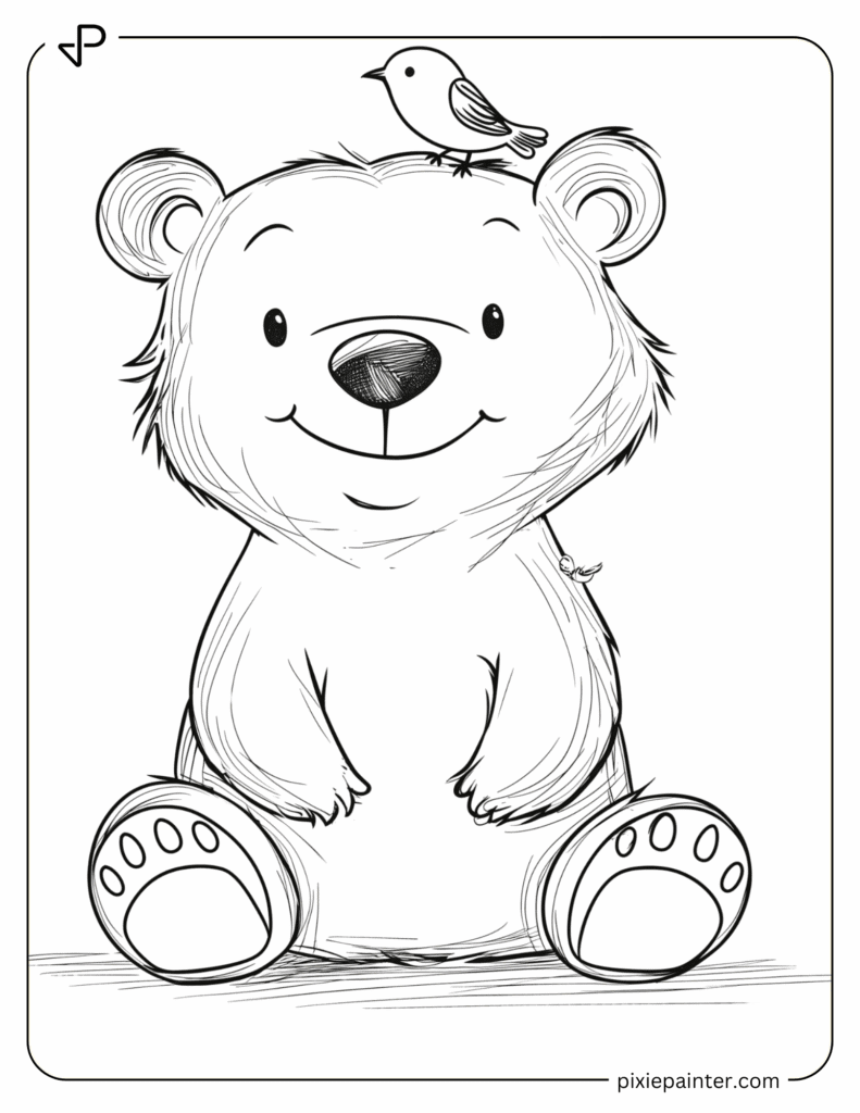 18. Cute Bear With Tiny Bird