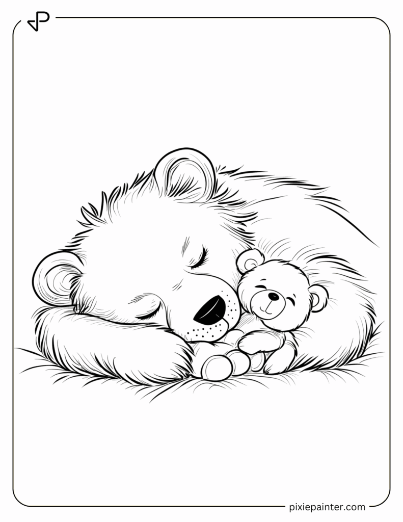 19. Baby Bear Snuggling a Soft Teddy