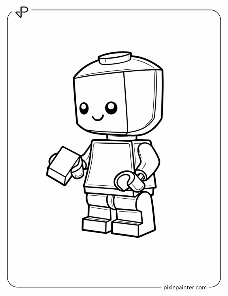 23. LEGO Character Holding A Block