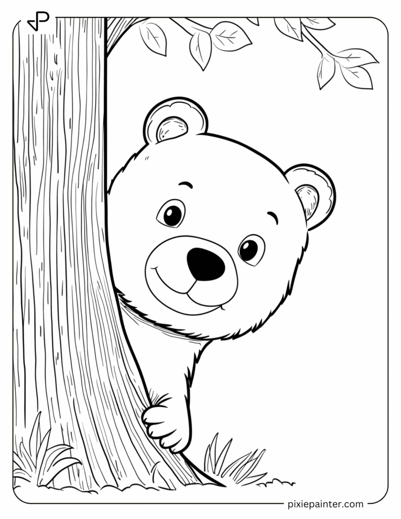 24. Cute Bear Playing Peek-a-Boo