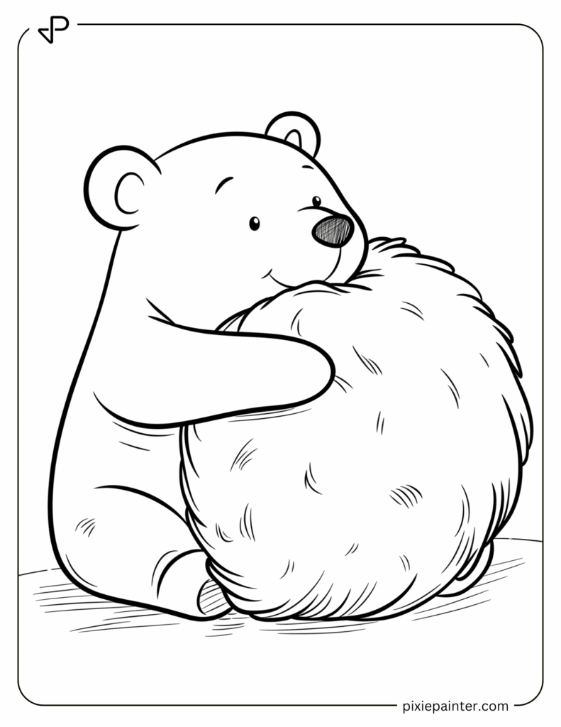 25. Friendly Bear Hugging a Soft Pillow