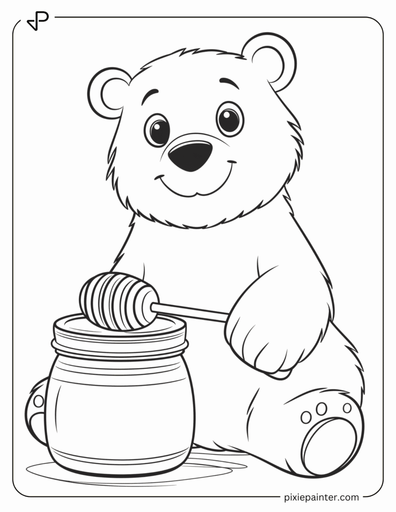 26. Happy Bear Holding a Jar of Honey