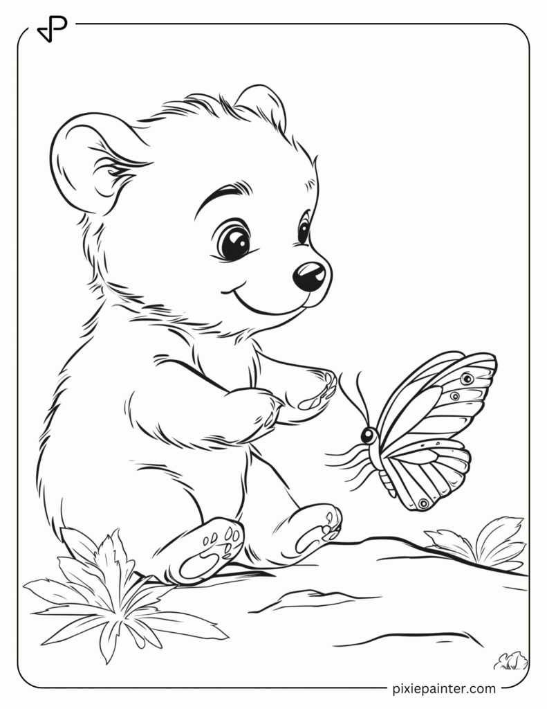27. Baby Bear PLaying With Butterfly