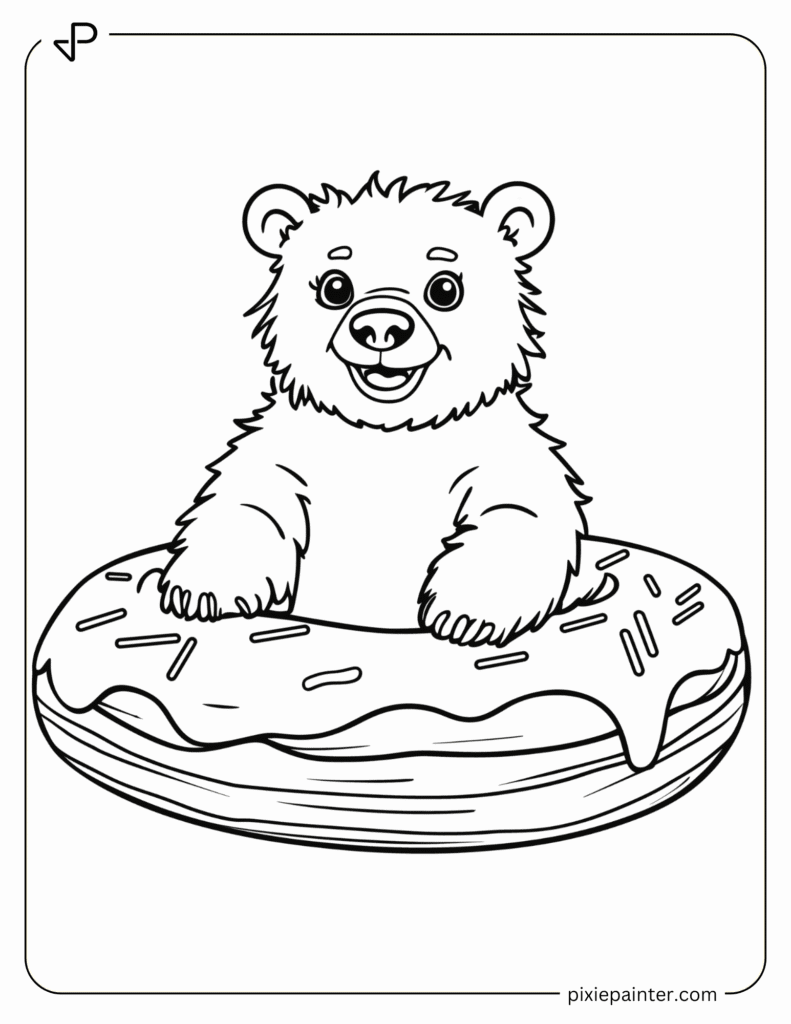 34. Happy Bear Sitting on a Giant Donut