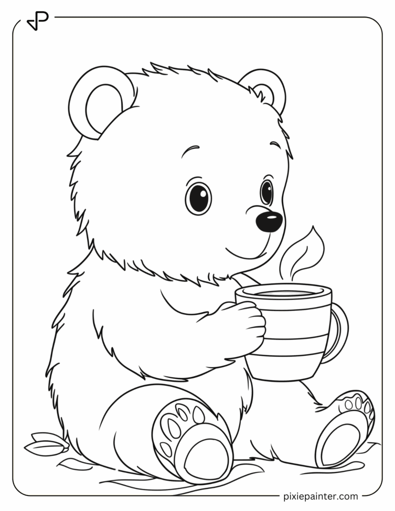 36. Bear Enjoying a Warm Cup of Cocoa